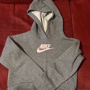 Nike Heather Gray Hoodie with Pink Logo